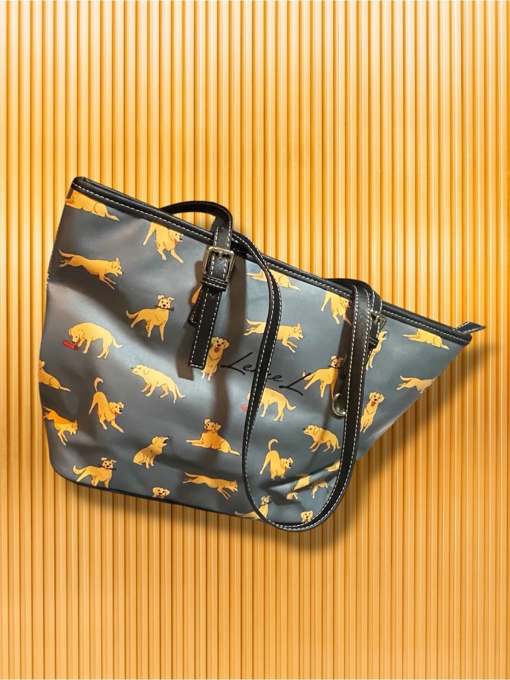 ✨ LerueL Golden Retriever Tote Bag | Cute Dog Mom Shoulder Handbag Blue 🐶 - Picture 4 of 15
